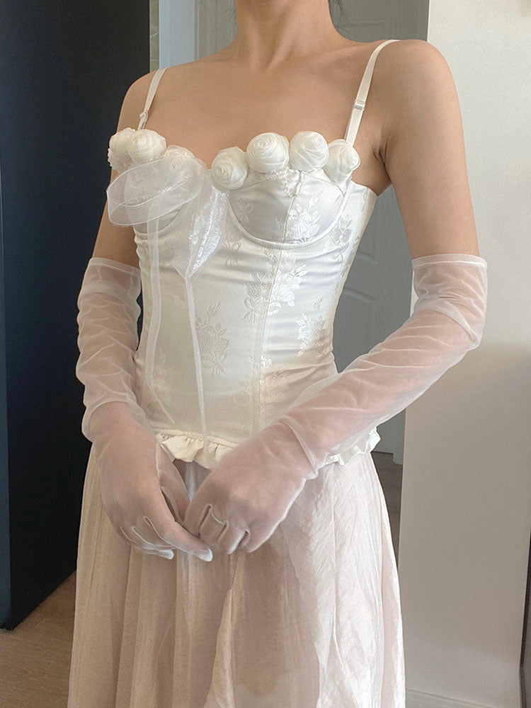 Vintage white cotton corset bustier