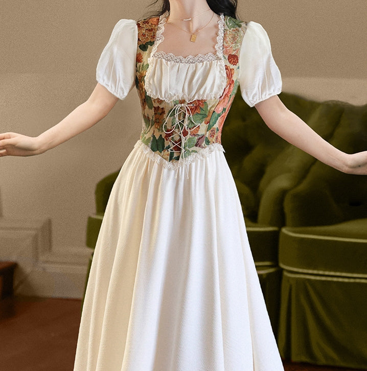 Vintage 30s Jacquard Cottagecore Dress – Retro Fairy