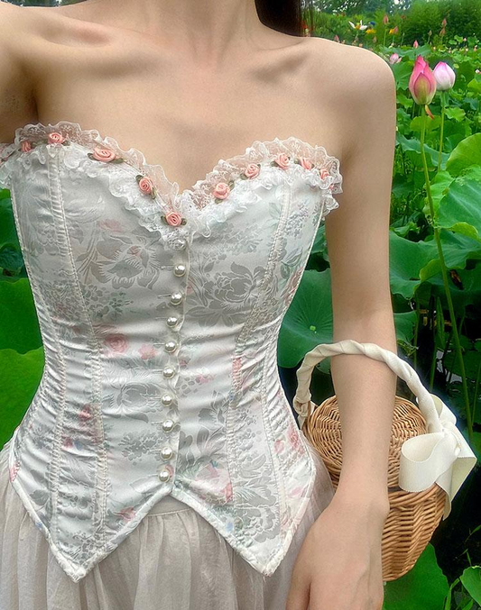 Vintage Remake Rose Jacquard Corset