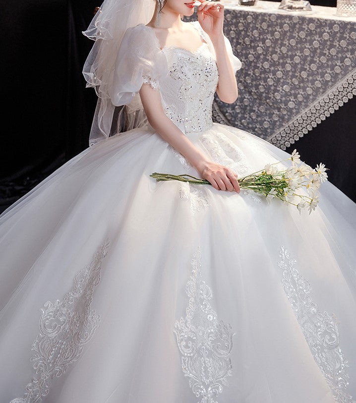 Royalcore Vintage Princess Puff Sleeves Wedding Gown