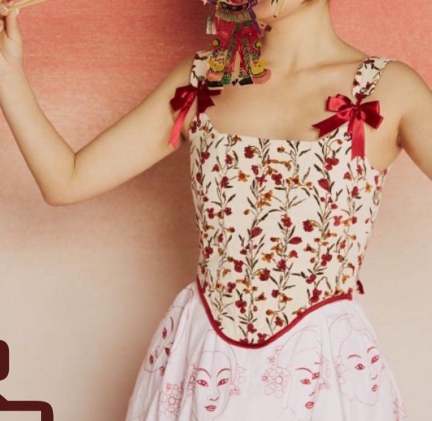 Handmade Retro Floral Bow Tie Corset [Annie]