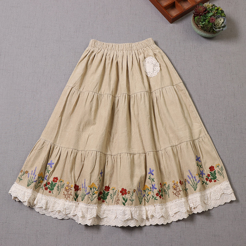 Cottagecore Embroidery Vintage Skirt I Retro Fairy