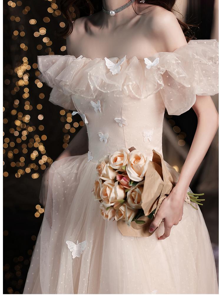 Retro Ethereal Off-Shoulder Prom Dress Bridesmaid dress