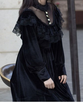 Vintage Dark Academia Gothic Style Dress