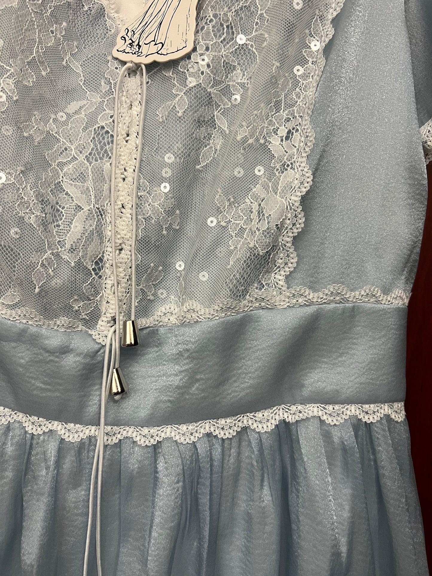 Handmade Gunne Sax Remake Lace Panel Prairie Blue Dress