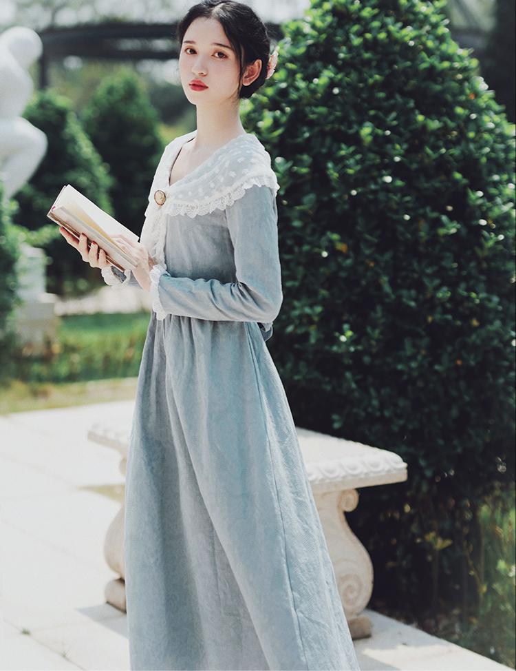 Period Drama Inspired Lace Collar Vintage Dress Final Sale – Retro