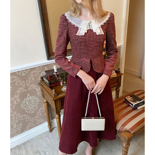 vintage dress cottagecore dress 1970s dress 50s dress prairie dress gunnesax dress academia dress French style dress Parisian style dress plaid acadmia dress lolita dress kawaii dress modest style