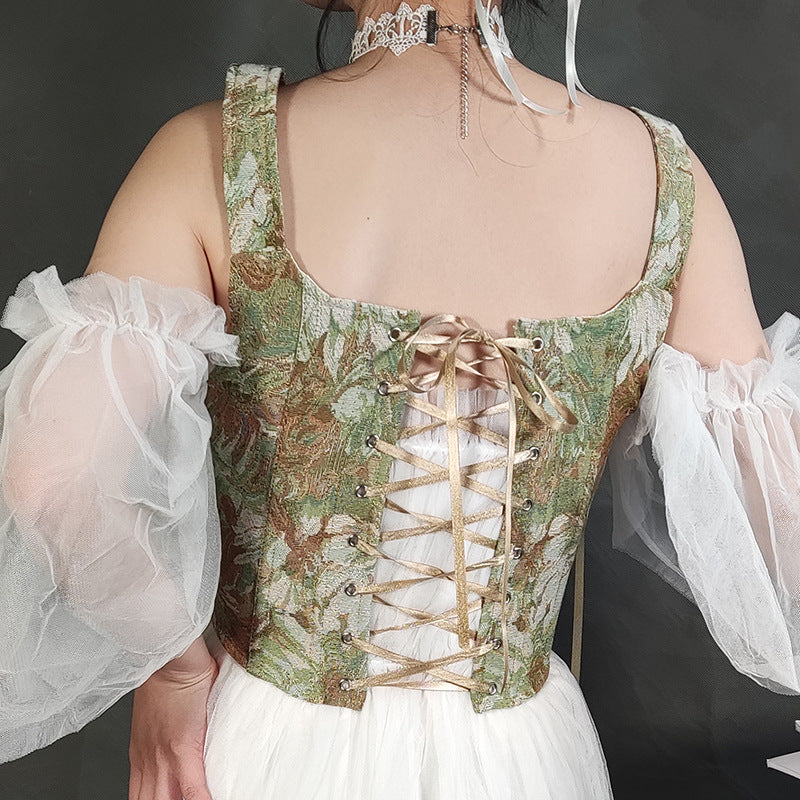 Fairycore Lace up Floral Corset Stay