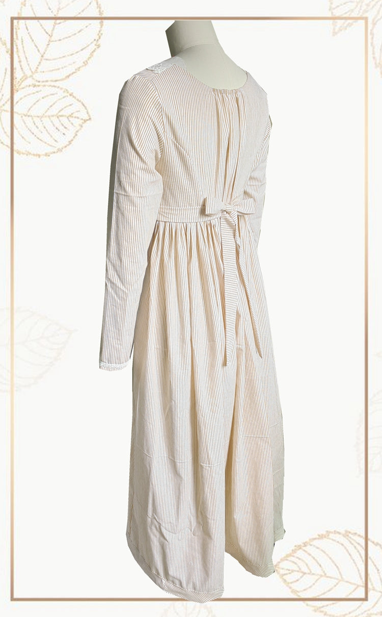 Custom Made Cotton Long Sleeves Regency Dress