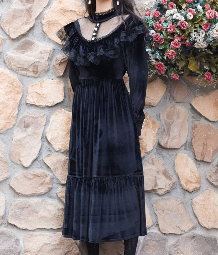 Vintage Dark Academia Gothic Style Dress