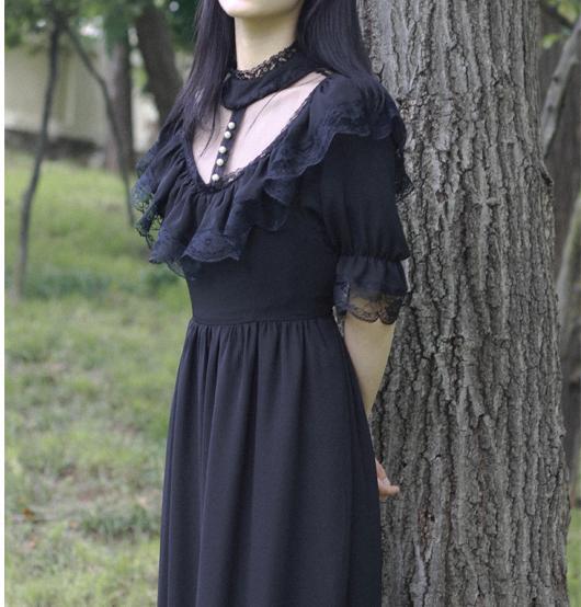 Vintage Dark Academia Gothic Style Dress