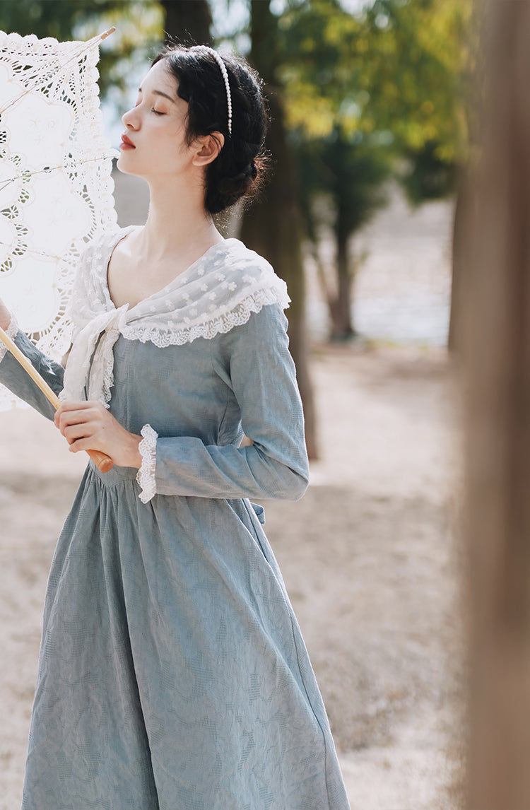 [Last Chance] Period Drama Inspired Lace Collar Vintage Dress