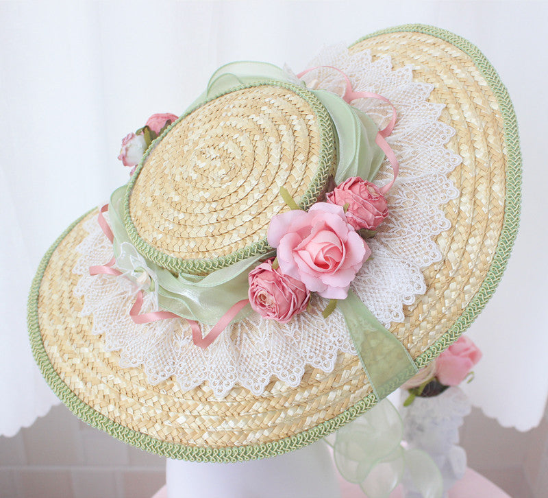 straw hat lolita hat vintage bonnet vintage hat