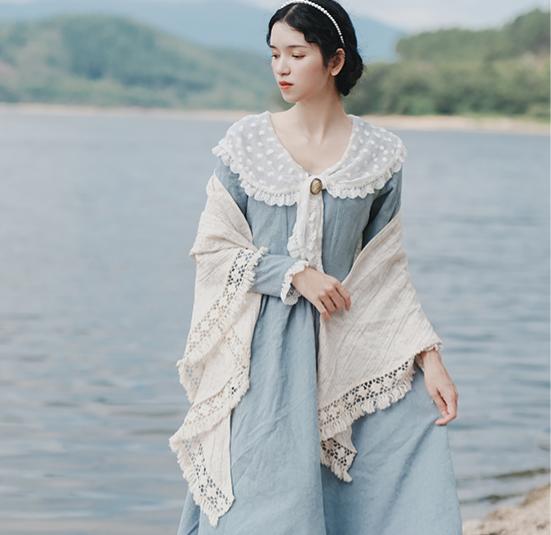 [Last Chance] Period Drama Inspired Lace Collar Vintage Dress