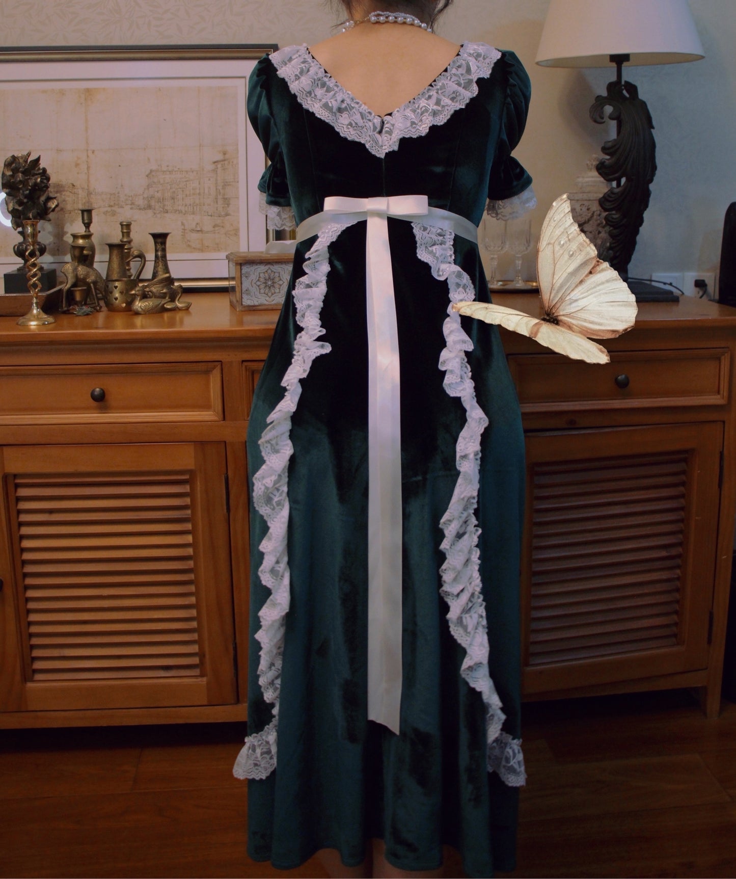 Vintage Gunne Sax Remake Velvet Green Dress