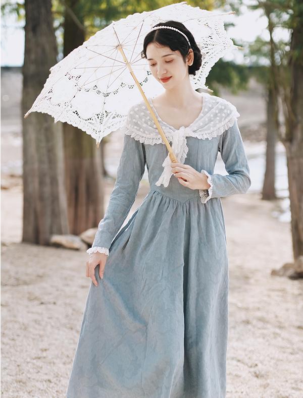 [Last Chance] Period Drama Inspired Lace Collar Vintage Dress