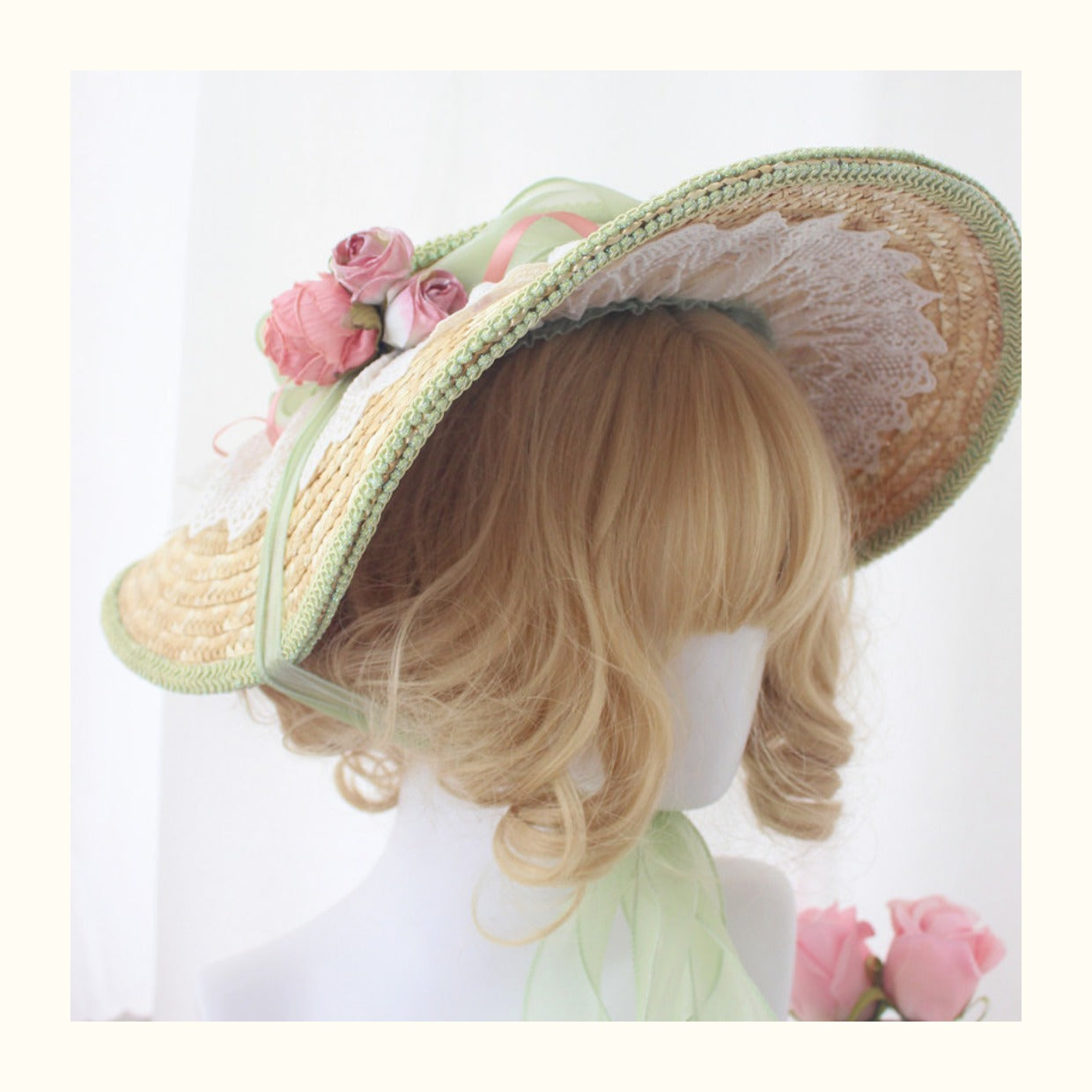 straw hat lolita hat vintage bonnet vintage hat