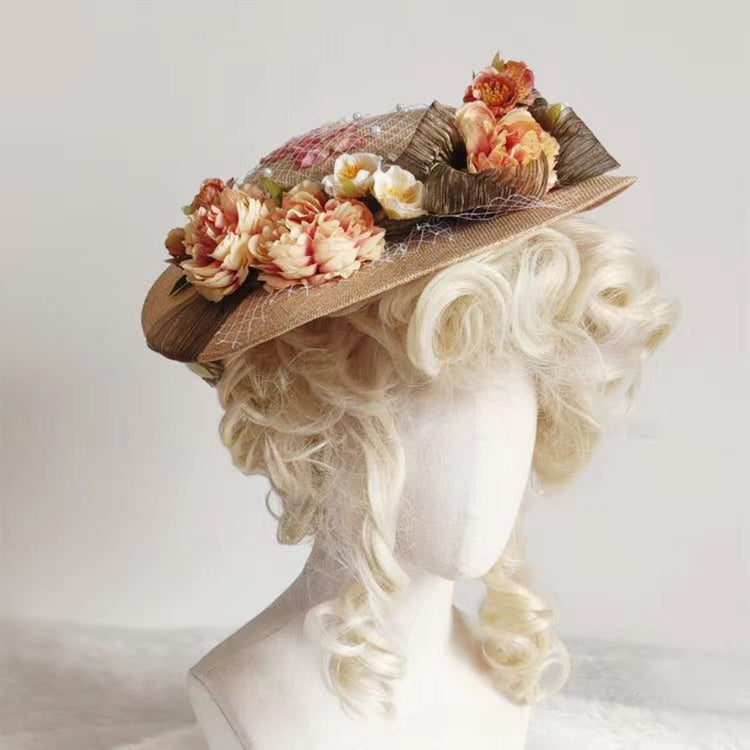 Vintage Style Straw Flower Bonnet Hat