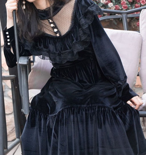 Vintage Dark Academia Gothic Style Dress