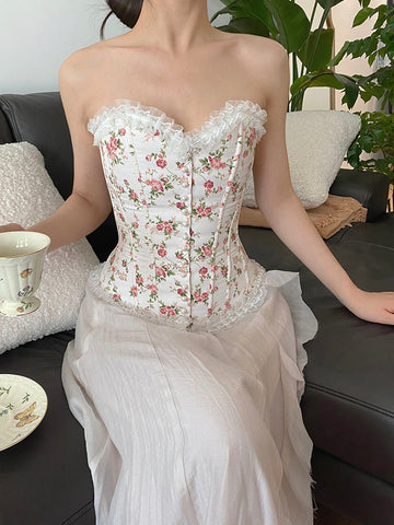 vintage floral corset top