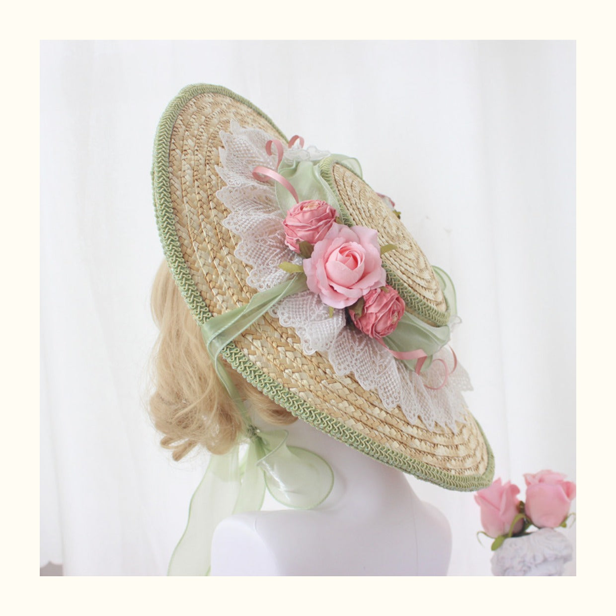 straw hat lolita hat vintage bonnet vintage hat